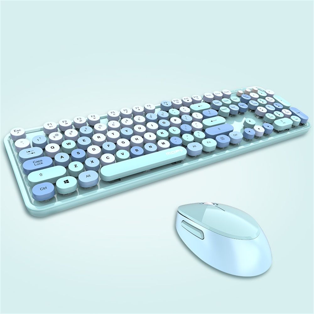 MOFii Wireless Keyboard Mouse Set USB Interface 104 Key 5 Button Detachable Keycap For Women