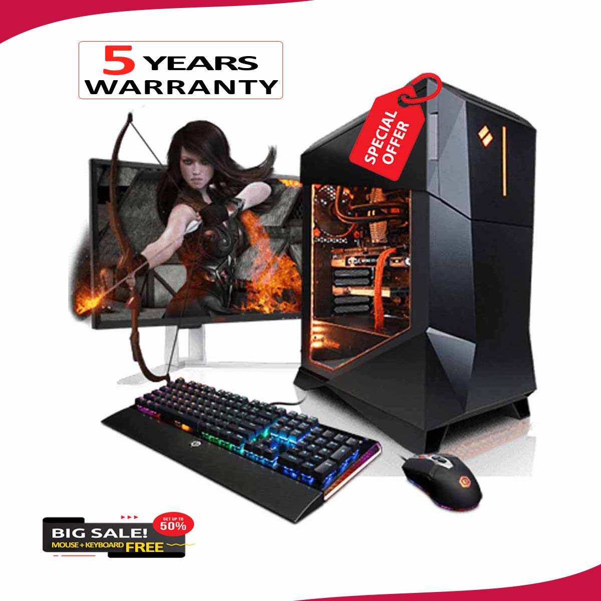 Intel® Core i5 RAM 4GB HDD 1000GB Monitor 17” Graphics 2GB Built-in for Gaming PC Windows 10 64 Bit Desktop PC low price PC(null)