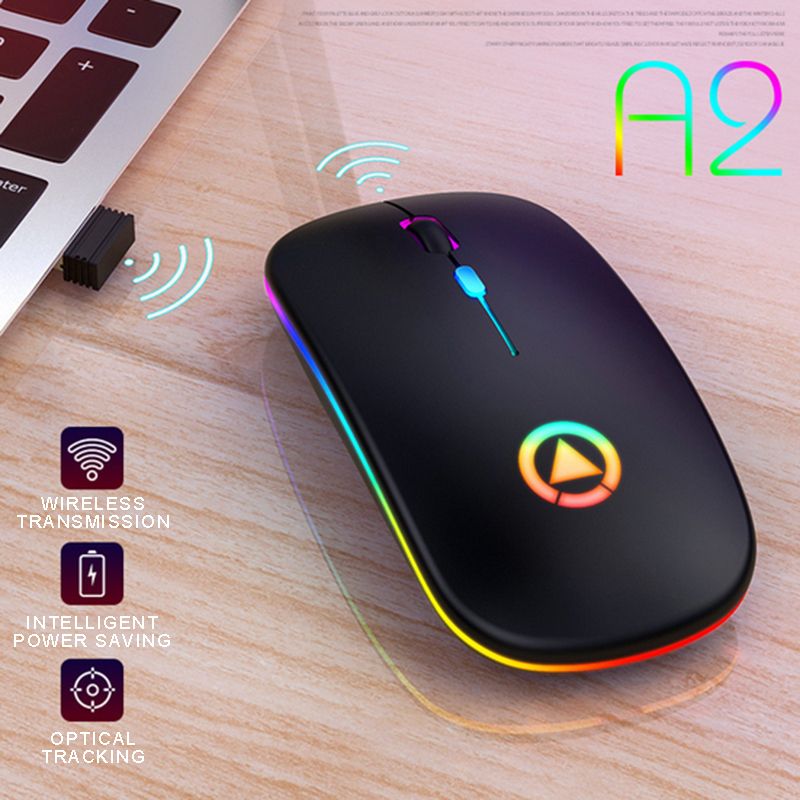 2.4GHz Wireless Optical Mouse Mice USB Rechargeable RGB For PC Computer Easy To Use