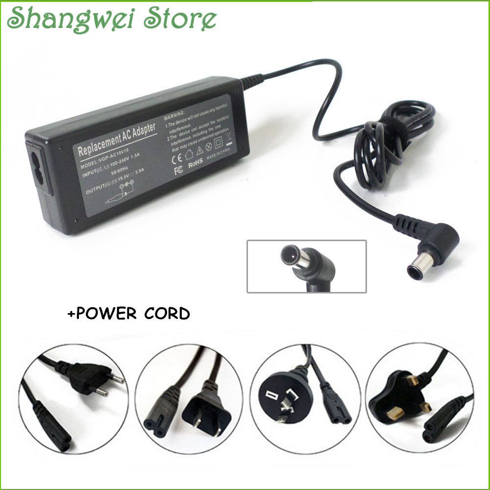 Power Adapter Charger For Laptop SONY 19.5V 3.9A VGN-NR498E VGN-FW500 FW400 VPCW VPC-W VGP-AC19V28 VGP-AC19V37