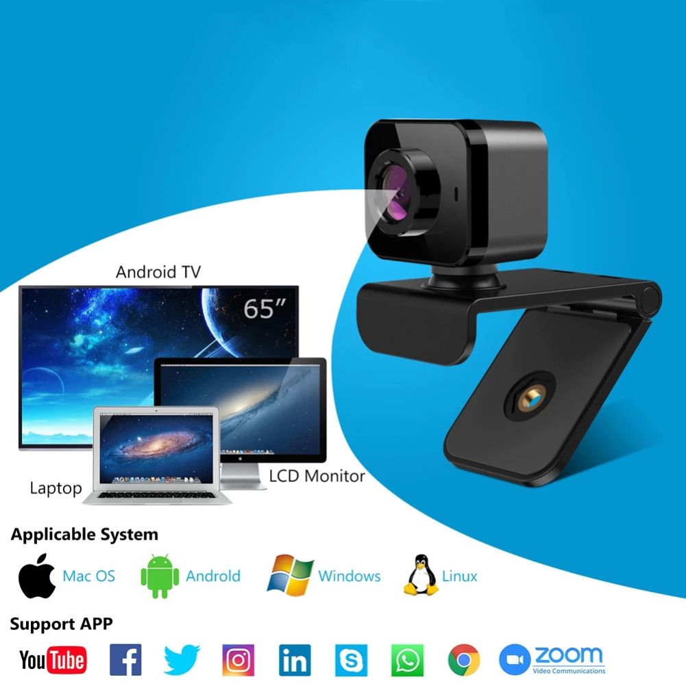 USB Webcam Computer PC With Microphone Rotatable USB Mini Cameras For Live Broadcast Video Calling Conference Work