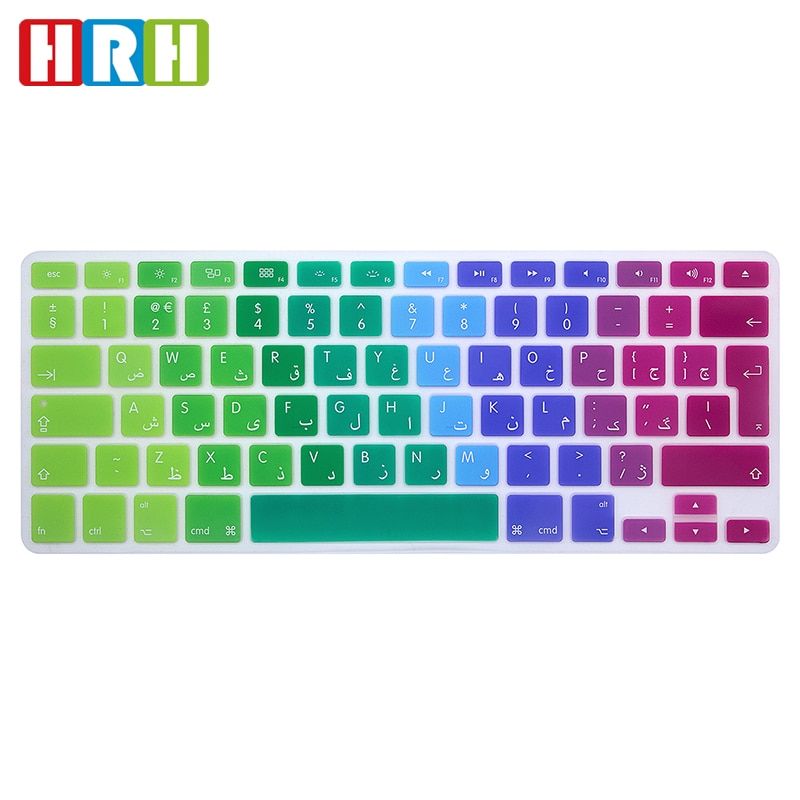 HRH Arabic UK EU Rainbow Silicone Keyboard Cover Skin Protector Protective Film for Macbook Pro Retina Air 13 15 17