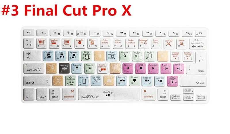 For Apple Final Cut Pro X Keyboard Cover Shortcut Printed Cover for MacBook Air Pro Retina 13" 15" 17" iMac Wireless & MacBooks