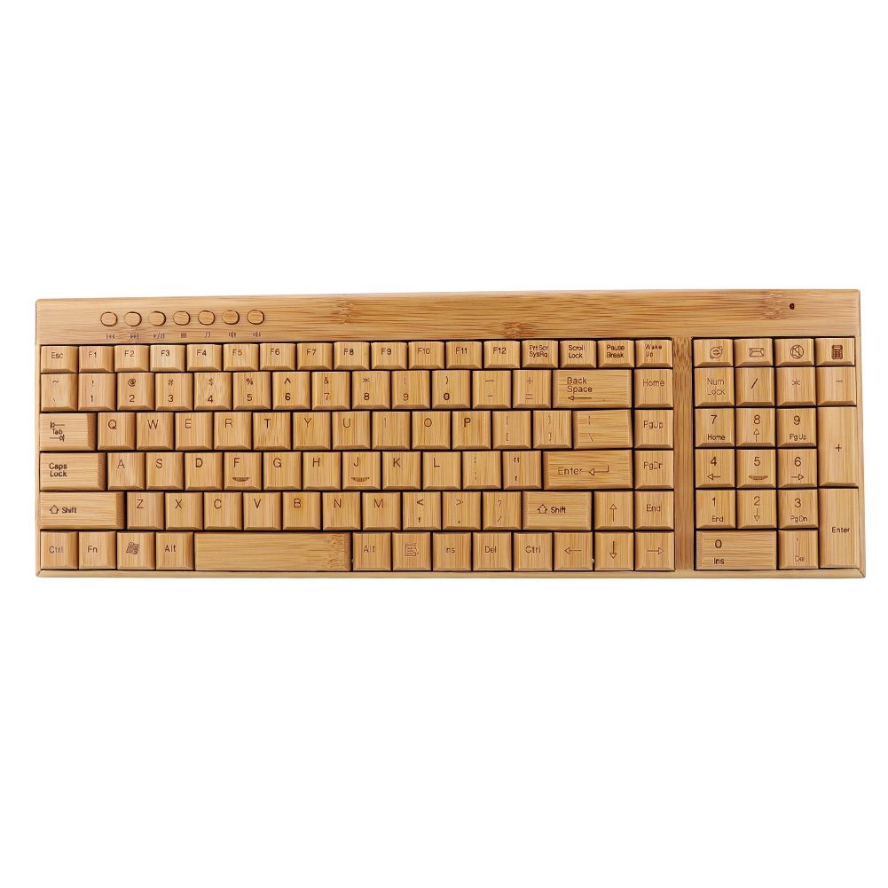 Wireless Ultra-thin Bamboo Wooden Keyboard Mouse Comb 1600DPI USB Office