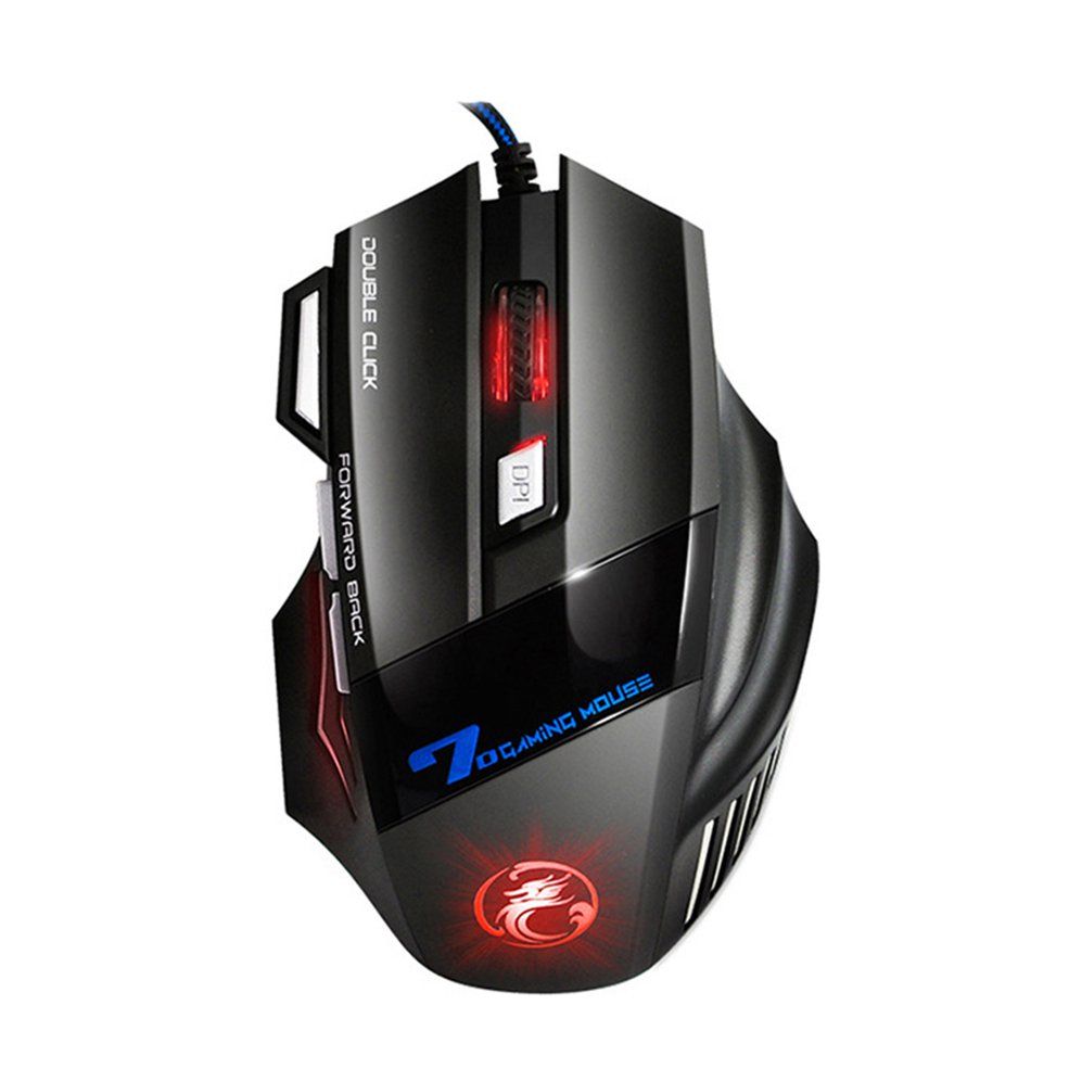 Optical 5000DPI Gamer Mouse Wired Gaming Mouse RGB Light Computer Mouse-black