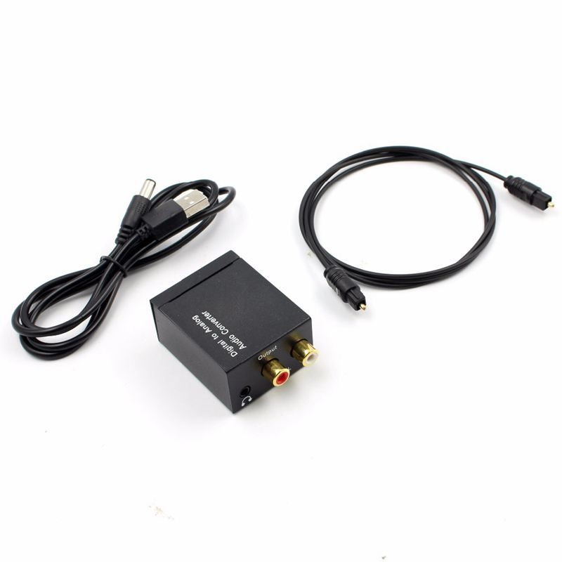Digital to Analog Audio Converter Amplifier Decoder Optical Fiber Coaxial Signal to Analog Stereo Audio Adapter 3.5MM Jack 2*RCA
