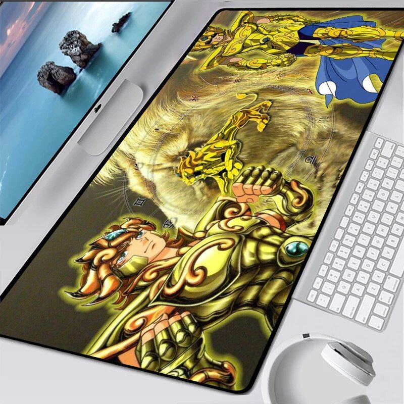 Anime Saint Seiya Mouse Pad Art Table Mats   Carpet Desk Pad Mouse Mat Black Big Mousepad Rubber Mat for Computer Table