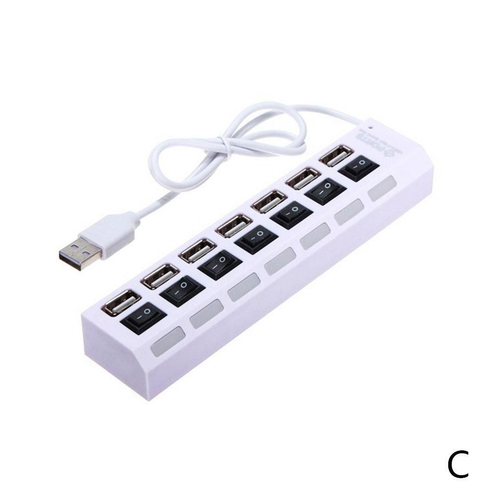 USB 2.0 Hub buttons on and off  Multi Usb Splitter Power Adapter  with Switch for PC laptop Accessories（1）