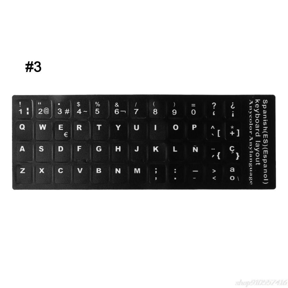 Durable /French/Spanish/Japanese/German/Arabic/Korean/Italian Keyboard Language Sticker Black Background S30 20 Dropship