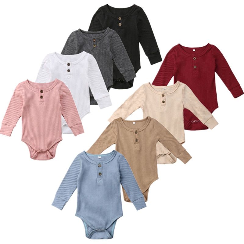 8Color ! 0-24 M Toddler Baby Girls Clothes Basic Pure Color Outfit Long Sleeve Cotton Romper Baby Solid Jumpsuit  Clothing