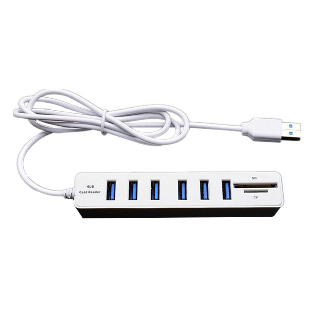 Micro USB Hub 2.0 Multi USB Ports Combo SD/TF Card Reader Hub USB Splitter 3/6 Port usb Adapter For Computer Accessories（White 3 Ports）