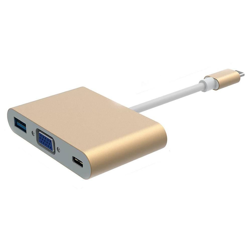 USB 3.1 Type-C To VGA/ USB3.0/ Type C Adapter Male To Female Converter Hub Charging Port For MacBook Google Chromebook