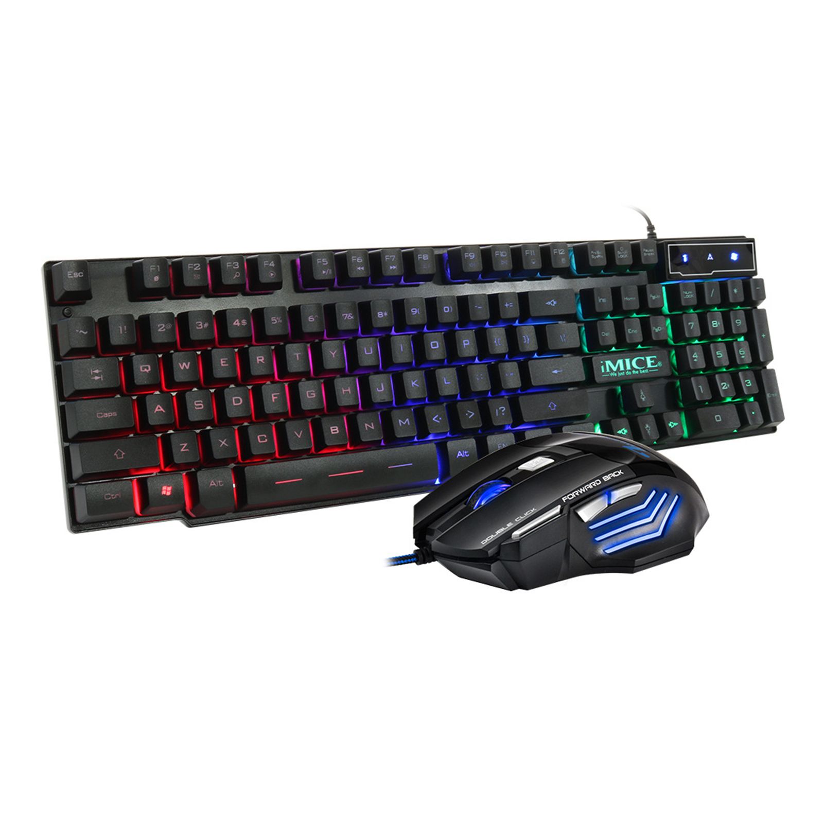 IMICE Keyboard Mouse Set Backlit Multi Colors ABS Waterproof Wired Gaming Keyboard Mouse for Notebook Desktop
