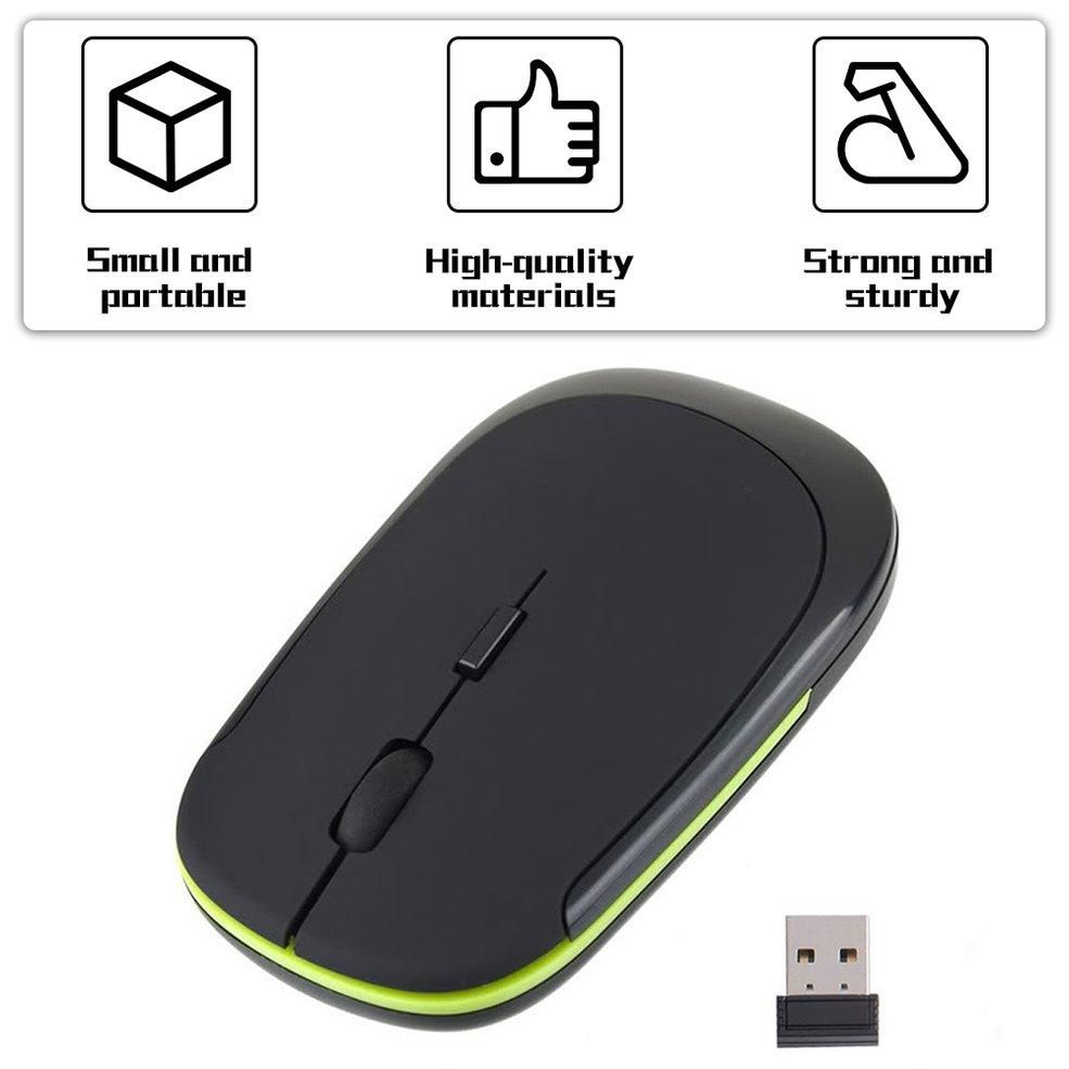 MA 2.4GHz Ultra-Slim Mini USB Wireless Optical Mouse Silver For PC Laptop