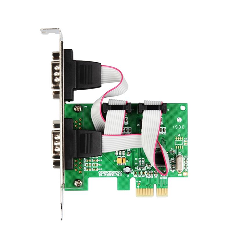 JAERBEE PCI Express 2 Ports Serial RS232 Com Db9 Controller Card PCI-E 1.0 x 1 WCH382 Chip with Low Profile Bracket