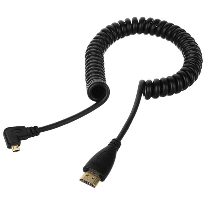 Left-Angled Micro-HDMI to HDMI Male Cable Stretched Length for Cameras