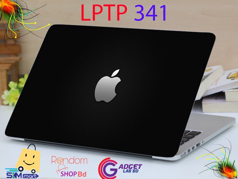 LS - 341 Black_Apple Laptop Sticker Vinyl Paper Waterproof  Laptop Sticker for laptop Back Side Decoration - Laptop Sticker - Laptop Sticker - Laptop Sticker