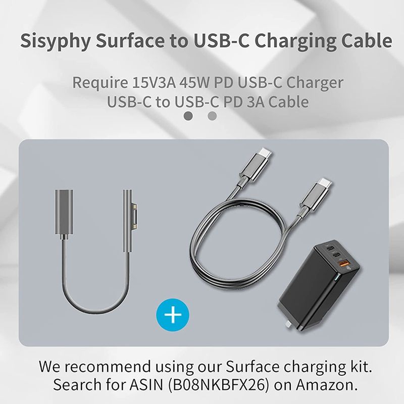 Surface Connect to USB-C Charging Cable for Surface Pro7 Go2 Pro6 5/4