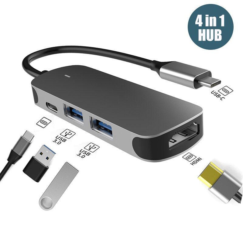 6 In 1 USB Type C Hub USB C To HDMI-compatible TF/ SD Card Reader USB 3.0 PD Fast Charger Adapter Docking Station For MacBook