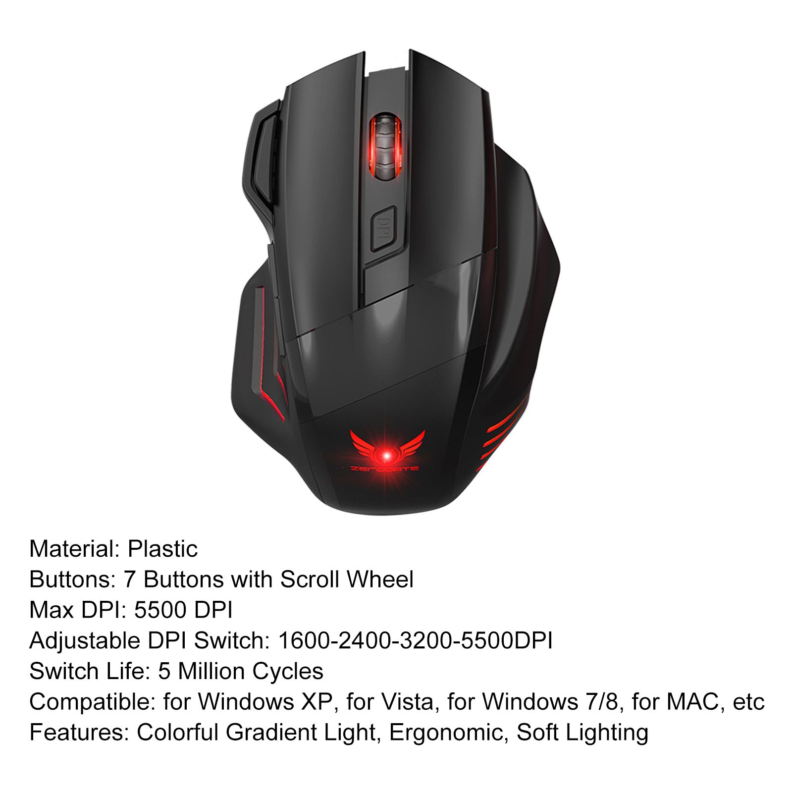 Computer Mouse Anti-deform Colorful Gradient Light Computer Mouse