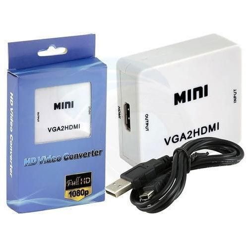 VGA to HDMI, GANA 1080P Full HD Mini VGA to HDMI Audio Video Converter Adapter Box with USB Cable and 3.5mm Audio Port Cable Support HDTV for PC Laptop Display Computer Mac Projector (white)