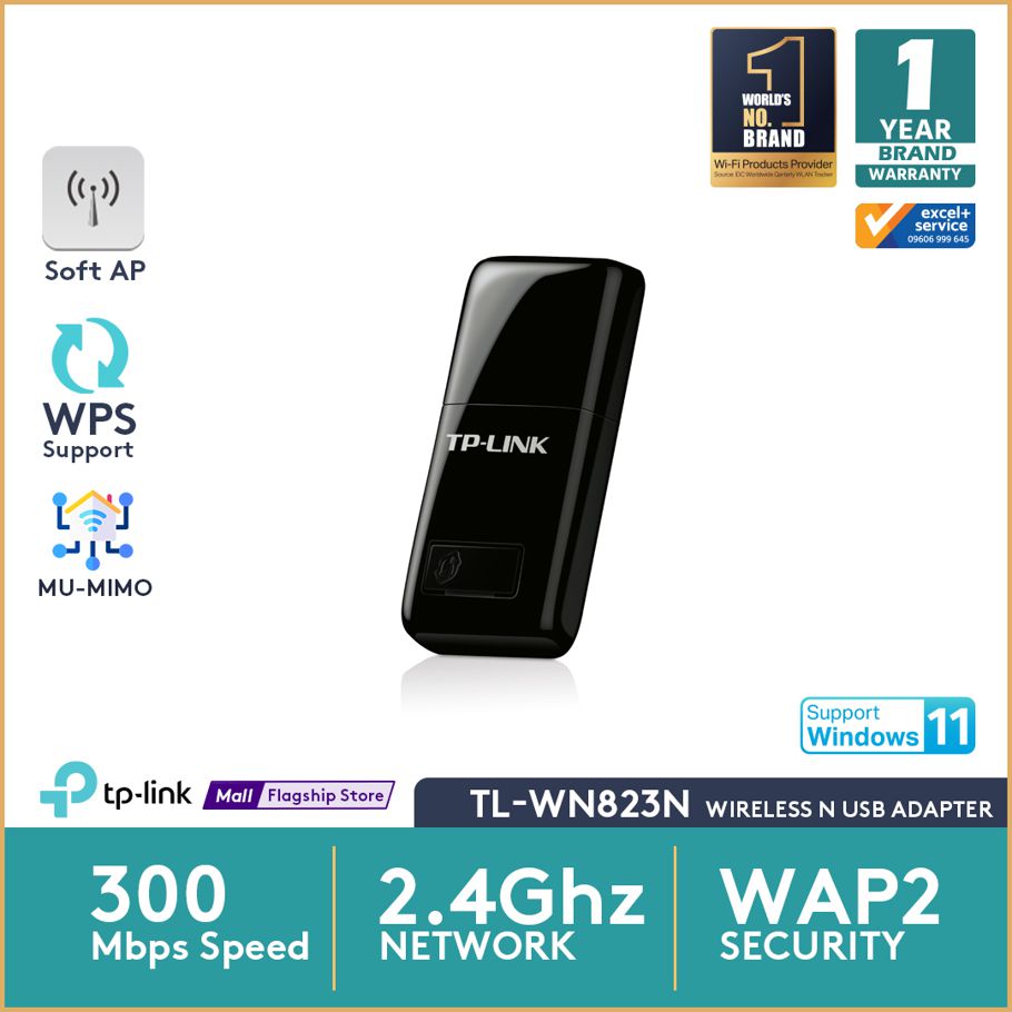 TP-Link TL-WN823N 300 Mbps Wireless USB Adapter - Black
