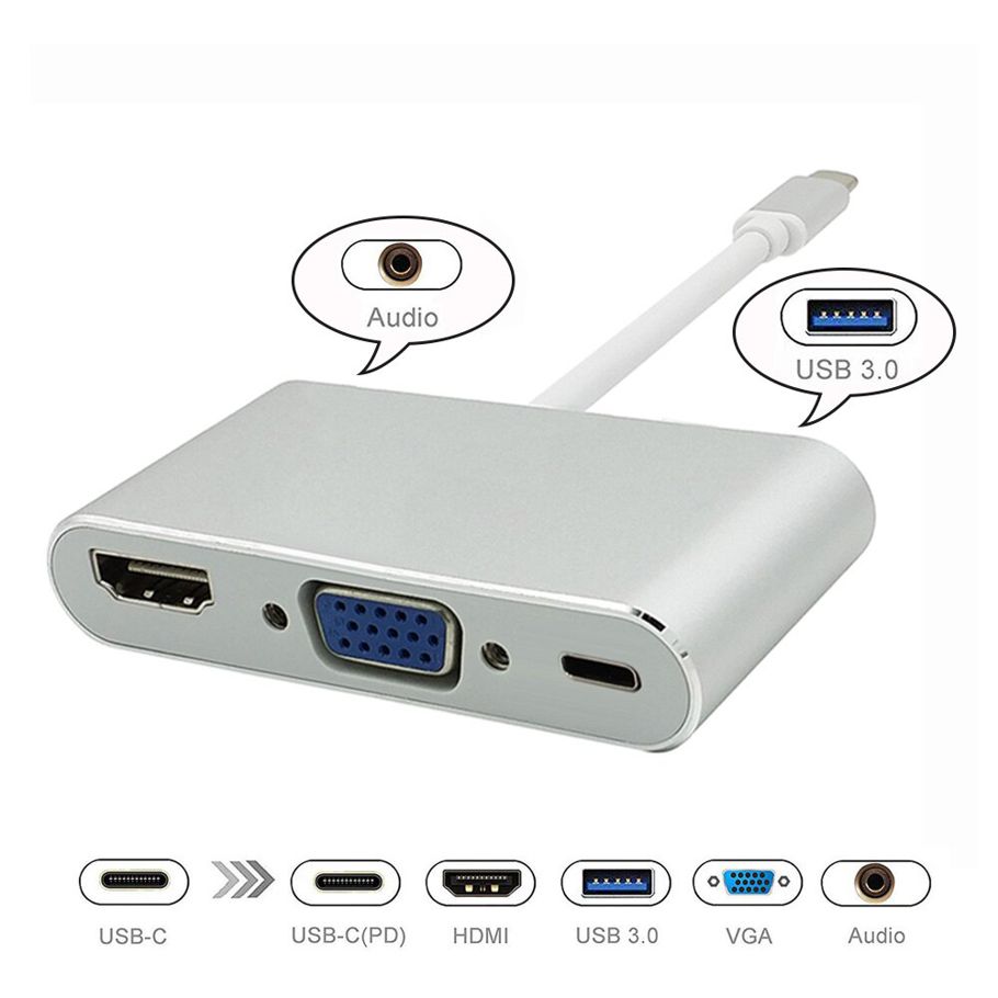 USB Type C HUB USB-C to HDMI 4K USB3.0 Audio VGA HUB Thunderbolt 3 Adapter for MacBook pro Samsung Note8 S8 S9 Dex Mode Nintendo
