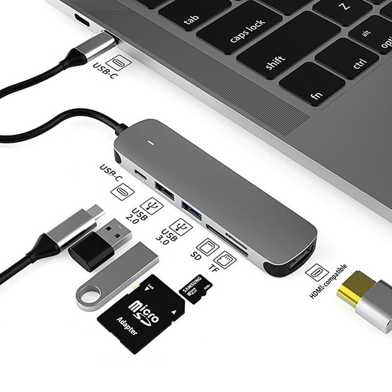 Basix USB HUB C HUB HDMI-compatible 6 in 1 USB C to USB 3.0 Dock for MacBook Pro Accessories USB-C Type C 3.1 Splitter USB C HUB