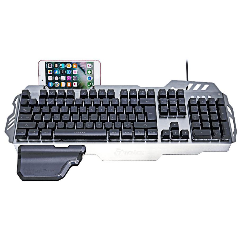 PK-900UP Backlight Gaming Keyboard Mechanical Feeling 104 Keys Waterproof Material Keyboard With Phone Holder