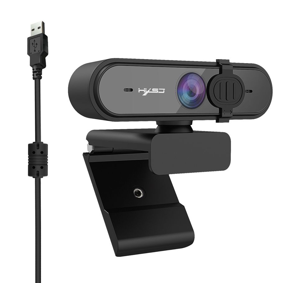 1080P USB Webcam Auto Focus Web Camera with Privacy Cover Built-in Noise Reduction Microphone for Laptop Desktop Black