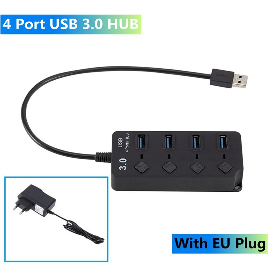 PzzPss USB 3.0 Hub USB Hub 3.0 Multi USB Splitter Use Power Adapter 4/7 Port Multiple Expander 3.0 USB Hub with Switch for PC