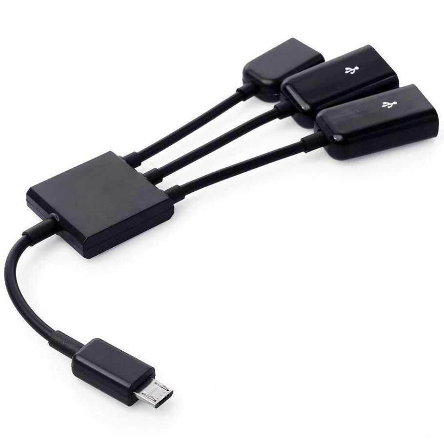 3 in 1 Male to Female Dual Micro USB 2.0 Host Extension Cable Adapter Compatible Reader OTG Mouse with Card Hub Keyboard F1U5