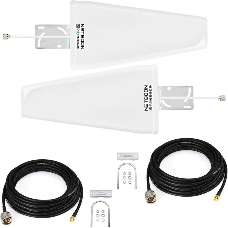Netboon Dual WiFi 4G External Outdoor Long Range LPDA Antenna Kit for 4G LTE Router Antenna Amplifier