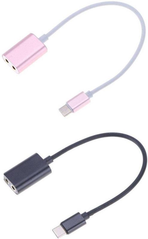 OLECTRA USB 3.1 Type C to dual 3.5 mm Headphone Splitter (Balck & Pink) USB Adapter  (Multicolor)