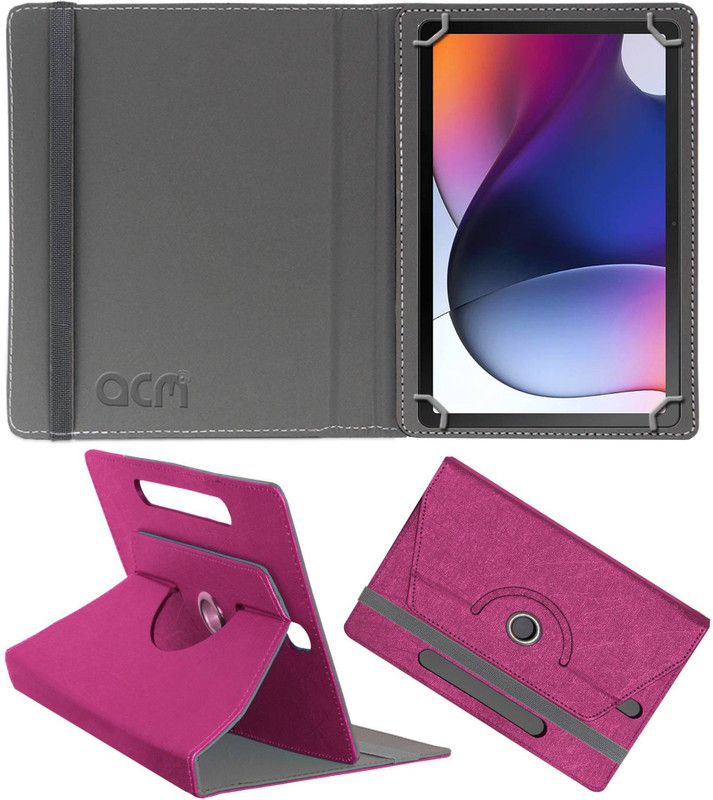 ACM Flip Cover for Motorola Moto Tab G62  (Pink, Cases with Holder, Pack of: 1)