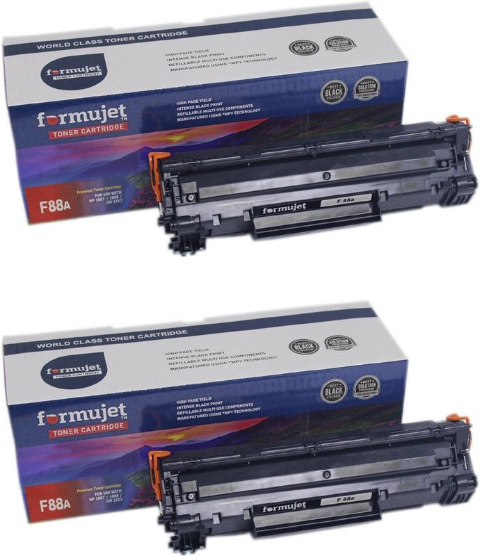 Formujet 88A Toner Cartridge CC388A Compatible for HP Laser jet P1007, P1008, P1106, P1108, M202, M202n, M202dw, M126nw, M128fn, M128fw, M226dw, M226dn, M1136, M1213nf, M1216nfh, M1218 nfs (Pack of 2 ) Black Ink Cartridge