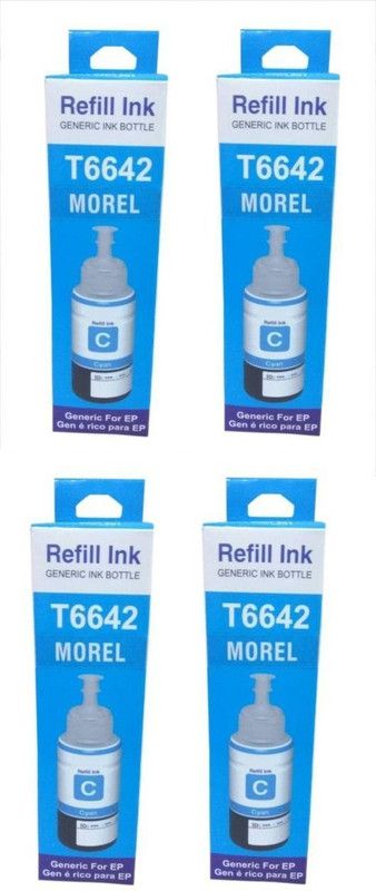 MOREL 664 INK FOR USE IN EPSON L100 / L110 / L200 / L210 / L300 / L350 / L355 / L550 PRINTER COLOR CYAN PACK OF 4 Cyan Ink Cartridge