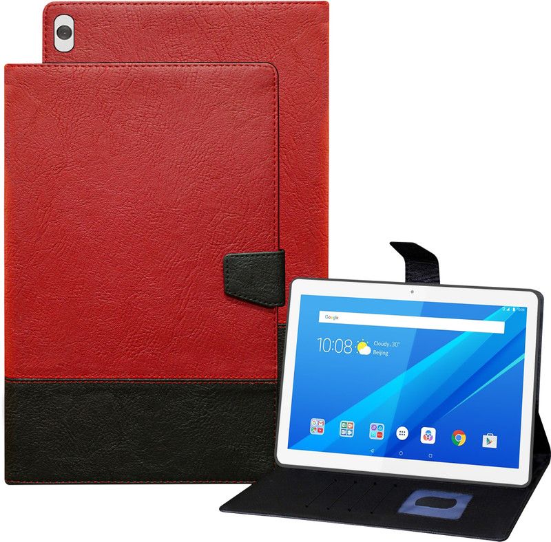 TGK Flip Cover for Lenovo M10 X505X 10.1 Inch Tablet, Lenovo M10 X505F Tablet  (Red, Black, Cases with Holder, Pack of: 1)