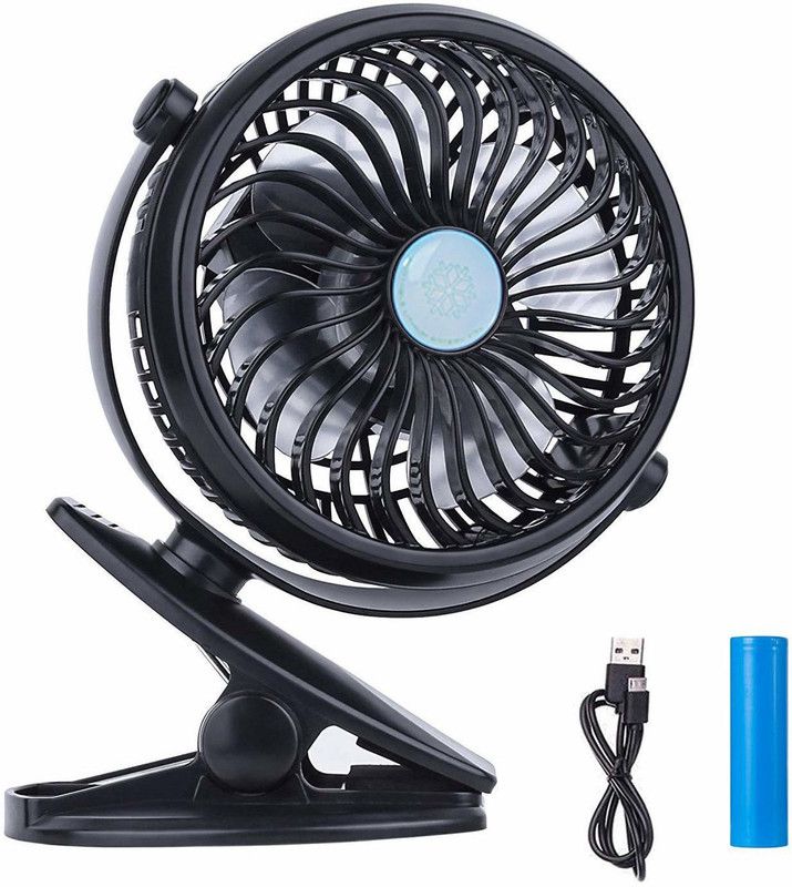 TRP Traders ML-F168 Battery Operated Fan, Clip on Fan, Portable/Rechargeable/Desk/Stroller Fan with 360 Degree Rotation Rechargeable Fan  (Multicolor)