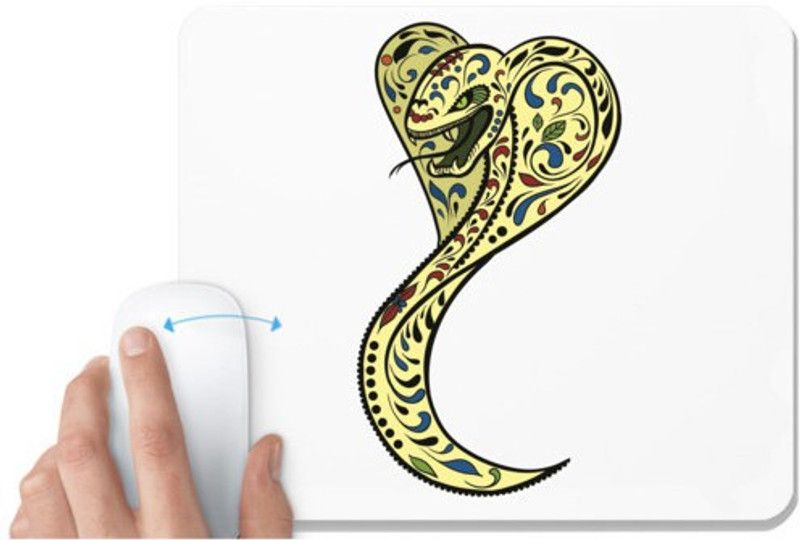 UDNAG White Mousepad 'Illustration | Cobra Illustration' for Computer / PC / Laptop [230 x 200 x 5mm] Mousepad  (White)