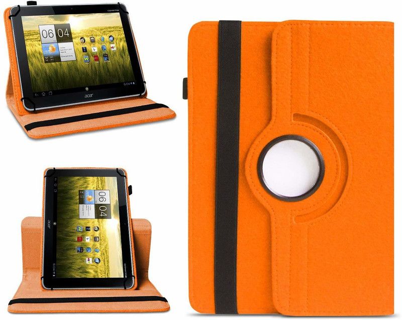 TGK Flip Cover for Acer Iconia Tab A210-10g16u 10.1-Inch Tablet / Rotating Leather Stand Case  (Orange, Cases with Holder, Pack of: 1)