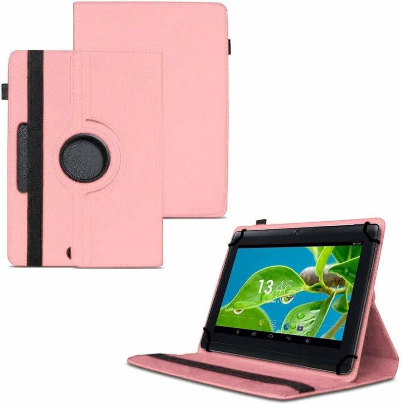 TGK Flip Cover for Datawind Ubislate 7W Tablet 7 inch with 360 Degree Rotating Leather Case  (Pink, Shock Proof, Pack of: 1)