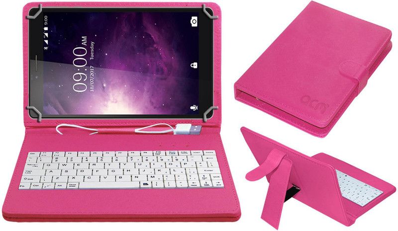ACM Keyboard Case for Lava Magnum X1 6.98  (Pink, Cases with Holder)