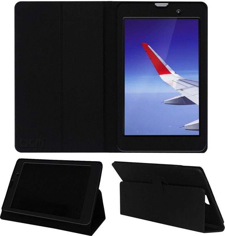 ACM Flip Cover for Iball Wings 4gp  (Black, Cases with Holder, Pack of: 1)