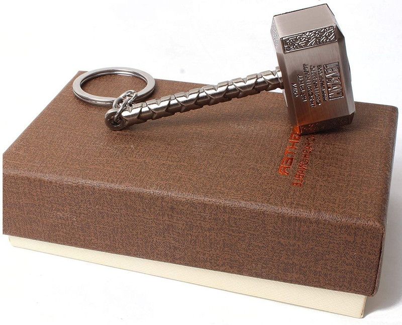 Explorer ™ USB Rechargeable Thor Slider Lighter | Thor Hammer Shape Rechargeable Flameless Windproof Lighter Key Ring Key Chain Cigarette Lighter, USB Charger  (Silver)