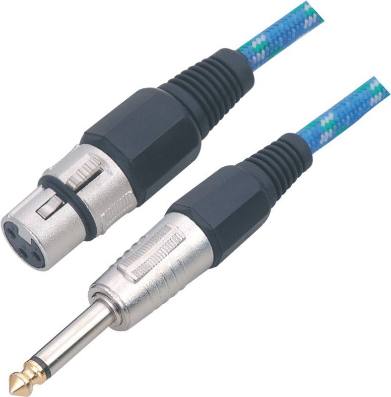 MX MX XLR FEMALE 3 PIN MIC TO P-38 MONO JACK CABLE - TIP GOLD PLATED - 5 mtrs Cable  (Black, Blue)
