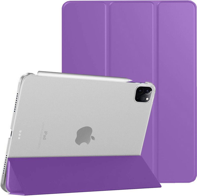DuraSafe Cases Flip Cover for iPad PRO 11 3rd 2nd A2377 A2459 A2301 A2460 A2228 A2068 PC Transparent Back Case  (Purple, Dual Protection, Pack of: 1)