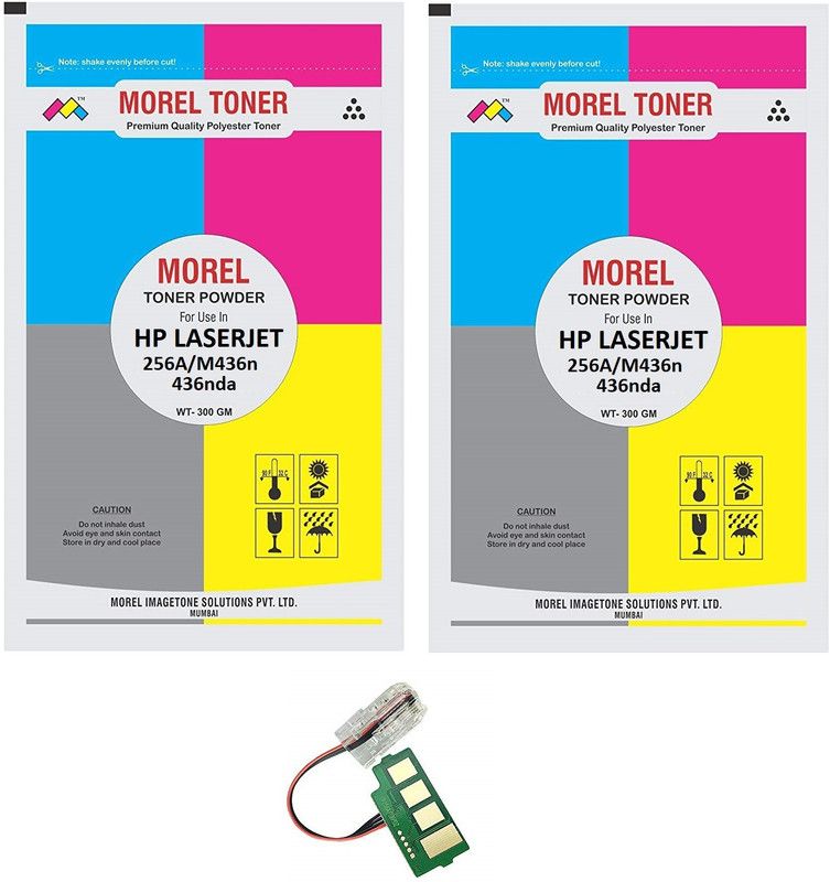 MOREL 56A TONER POWDER 300G (PACK 2) WITH 256A TONER CHIP (PACK 1) COMPATIBLE FOR HP LASER JET MFP M436N / 436NDA PRINTERS Black Ink Cartridge