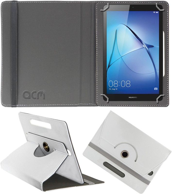 ACM Flip Cover for Huawei Mediapad T3 7  (White, Cases with Holder, Pack of: 1)