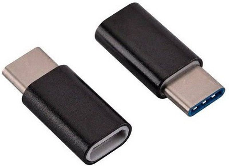 techdeal PACK OF 2 Micro USB to type C CONVERTER for charging USB Adapter  (Black)